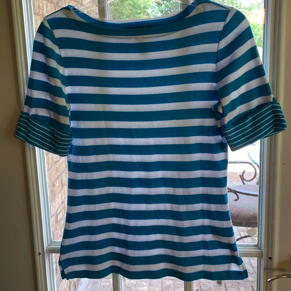 Ralph Lauren Turquoise Short Sleeve Striped Tee